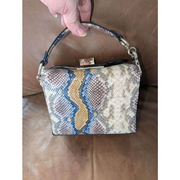 Steve Madden Mini Bag Beige Blue Snake Print - Picture 8 of 11